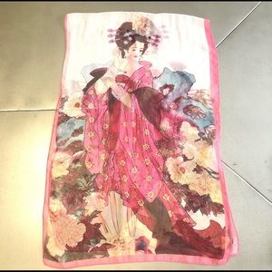 Stunning Large long silky Geisha Scarf 64 x 20